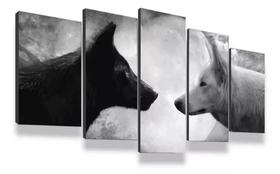 Quadro Decorativo Painel Lobos Casal Lua Cheia Lindo"