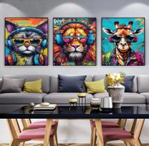 Quadro Decorativo Painel Mosaico Animais Coloridos"