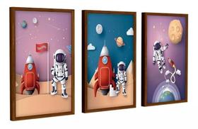 Quadro Decorativo Painel Mosaico Astronauta Foguete"