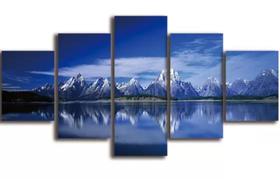 Quadro Decorativo Painel Mosaico montanha azul lago paisagem "