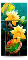 Quadro Decorativo Painel Mosaico Vertical Flores Flor De Lotus Laranja"