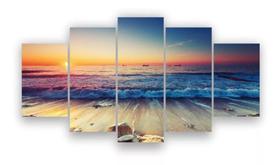 Quadro Decorativo Painel Natureza Oceano Onda Praia Por Do Sol"