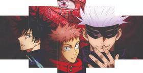 Quadro Decorativo Painel Trio Megumi Yuji Gojo"