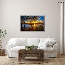 Quadro Decorativo Paisagem Anoitecer com Árvore e Penhasco com 1 Tela 50x75 60x90 e 80x120 de Parede para Sala Quarto Hall