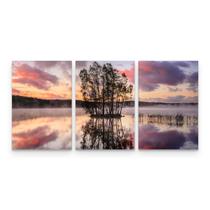 Quadro Decorativo Paisagem Árvore Lago Entardecer