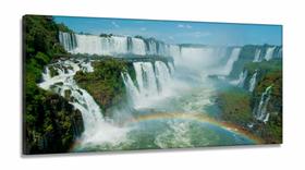 Quadro Decorativo Paisagem Cataratas Do Iguaçu em Tecido Canvas 130x60