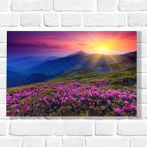 Quadro Decorativo Paisagem Flores ao por do sol