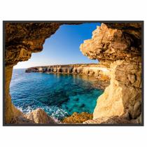 Quadro Decorativo Paisagem Gruta Mar 90x60 Para Sala Quarto