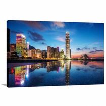 Quadro Decorativo Paisagem Hong Kong - Tela em Tecido