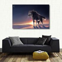 Quadro Decorativo Paisagem - Lobo Artístico Tela Em Tecido - Loja Wall Frame