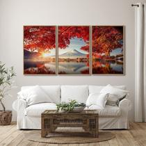 Quadro Decorativo Paisagem Montanhas e Flores 3 Telas 60x90 para Sala Quarto Escritório Quadro Decorativo Paisagem Montanhas e Flores 3 Telas 60x90 para Sala Quarto Escritório