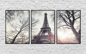 Quadro Decorativo Paisagem Paris Torre Eiffel Folhagens