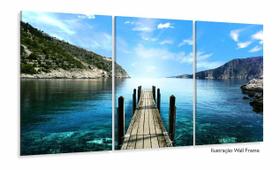 Quadro Decorativo Paisagem Ponte 120x60 3 peças em tecido Quadro Decorativo Paisagem Ponte 120x60 3 peças em tecido