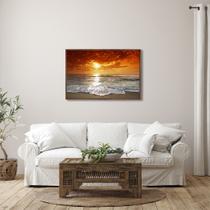 Quadro Decorativo Paisagem Pôr do Sol na Praia com 1 Tela 50x75cm ou 60x90cm de Parede para Escritório Banheiro Hall