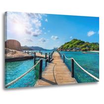 Quadro Decorativo Paisagem Praia Decoração Resort Pousada Tela Grande 90cm x 60cm Quadro Decorativo Paisagem Praia Decoração Resort Pousada Tela Grande 90cm x 60cm