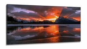 Quadro Decorativo Paisagem Rio Inverno em Tecido Canvas 130x60 Quadro Decorativo Paisagem Rio Inverno em Tecido Canvas 130x60