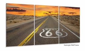 Quadro Decorativo Paisagem Rota 66 Mosaico Em Tecido 3 Peças 120x60 Quadro Decorativo Paisagem Rota 66 Mosaico Em Tecido 3 Peças 120x60