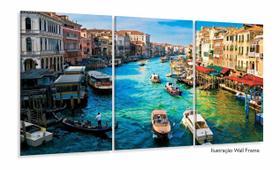 Quadro Decorativo Paisagem Veneza Escritório Tecido 120x60 3 peças