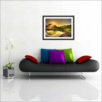 Quadro Decorativo Paisagens Árvore Sol Salas Decorações Com Moldura