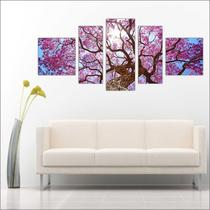 Quadro Decorativo Paisagens Árvores Galhos Arte Moderna Mosaico Com 5 Peças