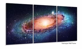 Quadro Decorativo Paisgem Do Espaço Galáxia Tecido 3 Peças