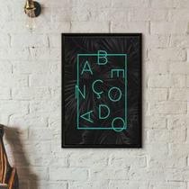 Quadro Decorativo Palavra Abençoado 45X34Cm Branca