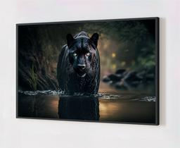 Quadro Decorativo Pantera Negra Moldura Caixa Alta 40x30