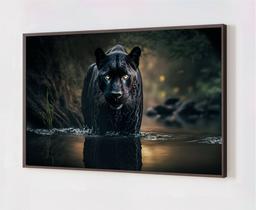 Quadro Decorativo Pantera Negra Moldura Caixa Alta 40x30