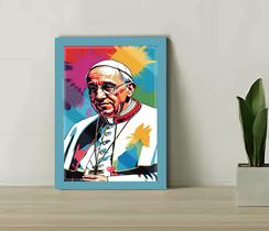 Quadro Decorativo Papa Pop Art + Vidro 33x25 Sala Studio