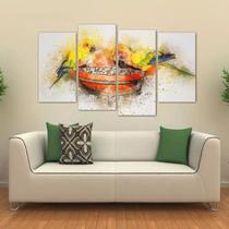 Quadro Decorativo Papagaio Artístico Em Tecido 4 Peças 1