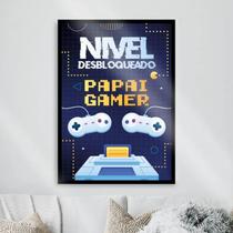 Quadro Decorativo Papai Gamer 24x18cm - com vidro