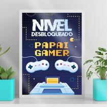 Quadro Decorativo Papai Gamer 33x24cm - Moldura Madeira