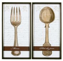 Quadro Decorativo Par - Talheres "Menu e Plat du Jour" Quadro Decorativo Par - Talheres "Menu e Plat du Jour"