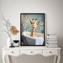 Quadro Decorativo Para Banheiro- Girafinha 24x18cm - com vidro