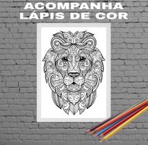 Quadro Decorativo Para Colorir Leão 33x24cm - com vidro