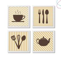 Quadro Decorativo Para Cozinha Café Talheres Bule Bege Quadro Decorativo Para Cozinha Café Talheres Bule Bege