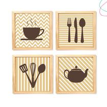 Quadro Decorativo Para Cozinha Café Talheres Bule Bege