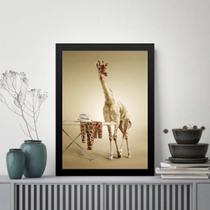 Quadro Decorativo Para Lavanderia - Girafa 24x18cm - com vidro