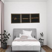 quadro decorativo para quarto casal frase gratidao amor fé mdf kit 3 sala moderno love motivacional