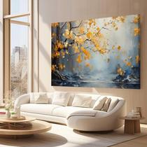 Quadro Decorativo Para Quarto Sala Arte Folhas Amarela Grande Escritório HallMarca: Art in Decor 130x60 em Tecido Canvas