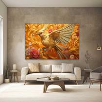 Quadro Decorativo para Quarto Sala Fenix Dourada Grande Escritório Hall Cozinha Corredor