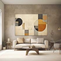 Quadro Decorativo para Quarto Sala Geometrico Arte Bege Marrom Grande Escritório Hall Cozinha Corredor