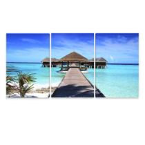 Quadro Decorativo para Sala 120x60 Ponte Mar Paisagem Quadro Decorativo para Sala 120x60 Ponte Mar Paisagem