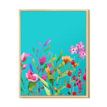 Quadro Decorativo para Sala de Jantar 30x40cm Flores Jardim Natureza Colorido com Moldura - Hugart