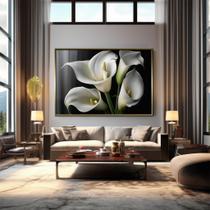 Quadro Decorativo para Sala Quarto Escritório Grande Flor Orquídea Branca 90x60