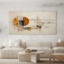 Quadro Decorativo para Sala Quarto Hall Abstrato Bege Formas Geometricas Horizontal Grande Decoração Parede Tela Quadro Decorativo para Sala Quarto Hall Abstrato Bege Formas Geometricas Horizontal Grande Decoração Parede Tela