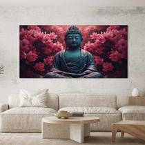 Quadro Decorativo para Sala Quarto Hall Buda Flor de Lottus Buddha Horizontal Grande Decoração Parede Tela