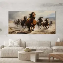 Quadro Decorativo para Sala Quarto Hall Cavalos Correndo Pintura Horizontal Grande Decoração Parede Tela Quadro Decorativo para Sala Quarto Hall Cavalos Correndo Pintura Horizontal Grande Decoração Parede Tela