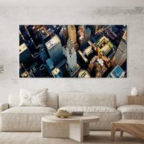 Quadro Decorativo para Sala Quarto Hall Cidade NY Por cima Nova York Predios Horizontal Grande Decoração Parede Tela