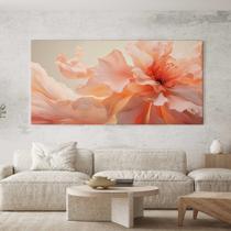 Quadro Decorativo para Sala Quarto Hall Floral Rosê Bege Horizontal Grande Decoração Parede Tela